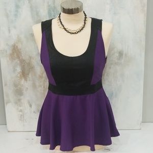 Boutique purple and black leather top